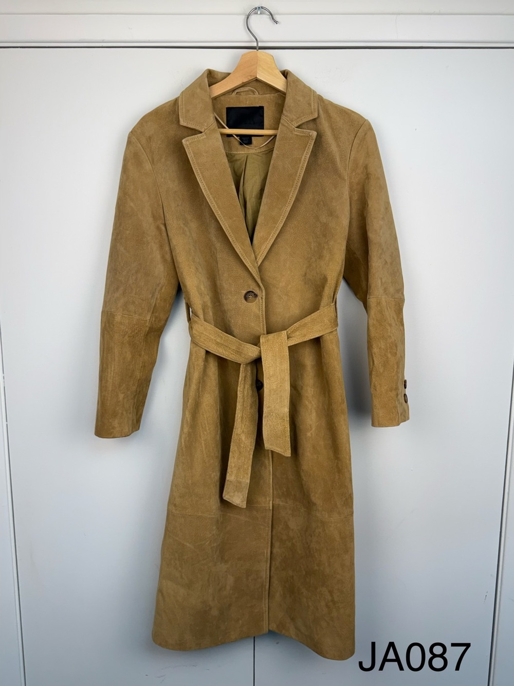 Zara ZW Limited Edition 100% Suede Leather Coat Beige XS